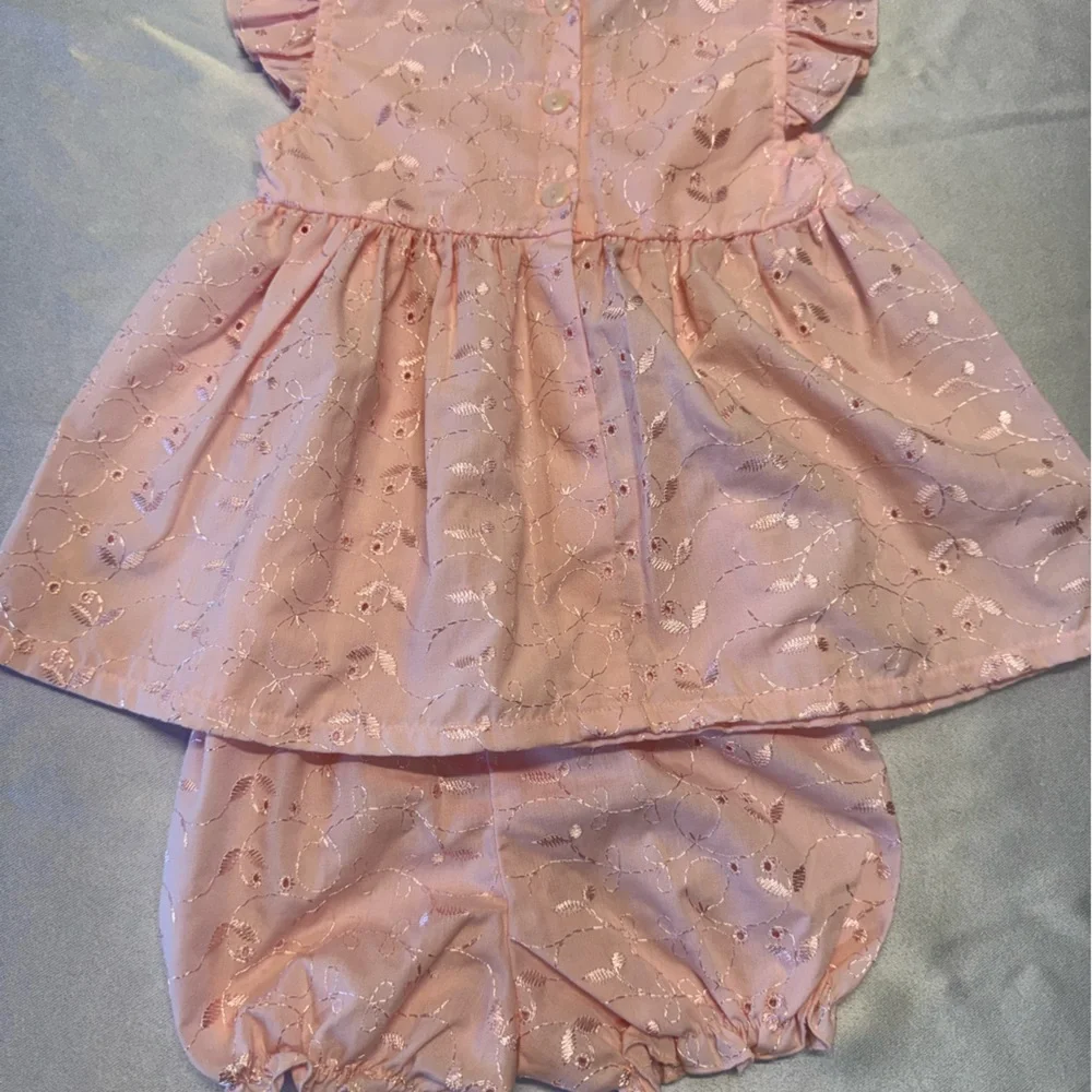 Little Lindsey pink eyelet dress w/bloomers, NWOT, size 24m